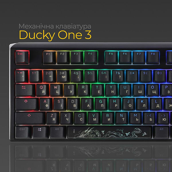 Фото - Клавіатура дротова ігрова Ducky One 3 TKL Cherry MX Speed silver RGB Black UA (DKON2187ST-PUAPXCLAWSC1)