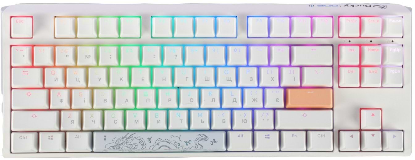 Клавиатура проводная игровая Ducky One 3 TKL Cherry MX Red RGB White UA (DKON2187ST-RUAPXPWWWSC1) - Фото 1