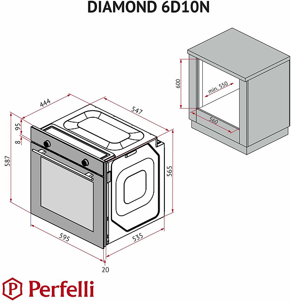 Фото - Уцінка - Духова шафа електрична Perfelli DIAMOND 6D10N BIANCO