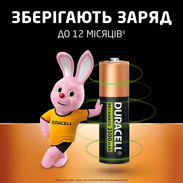Фото - Аккумулятор тип AA Duracell HR6 (AA) 2500 mAh уп. 4шт.