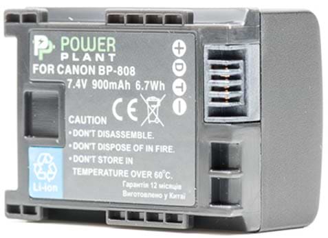Фото - Акумулятор для фотокамери PowerPlant Canon BP-808 Chip 900mAh (DV00DV1260)