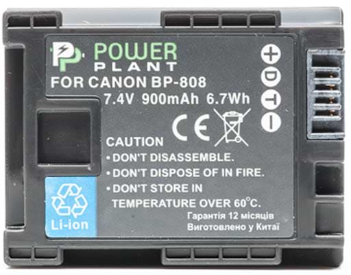 Фото - Акумулятор для фотокамери PowerPlant Canon BP-808 Chip 900mAh (DV00DV1260)