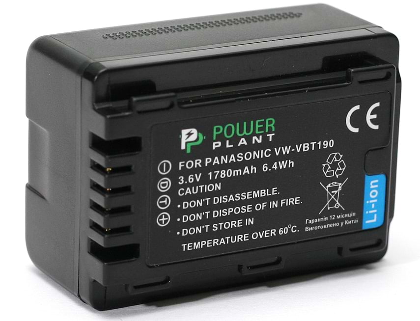 Аккумулятор для фотокамеры PowerPlant Panasonic VW-VBT190 1780mAh (DV00DV1412)