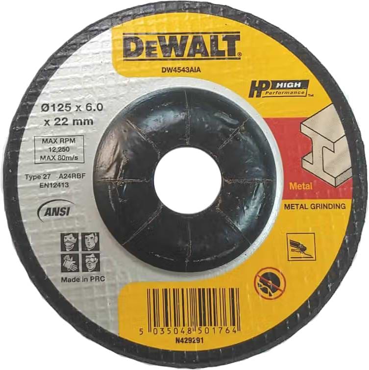 Круг відрізний по металу DeWALT HIGH PERFORMANCE 125х6.0х22.23 мм (DW4543AIA)