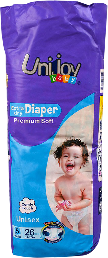 Одноразові підгузки Unijoy Soft Diapers XL 12-17 кг 26 шт. (6998526216200)