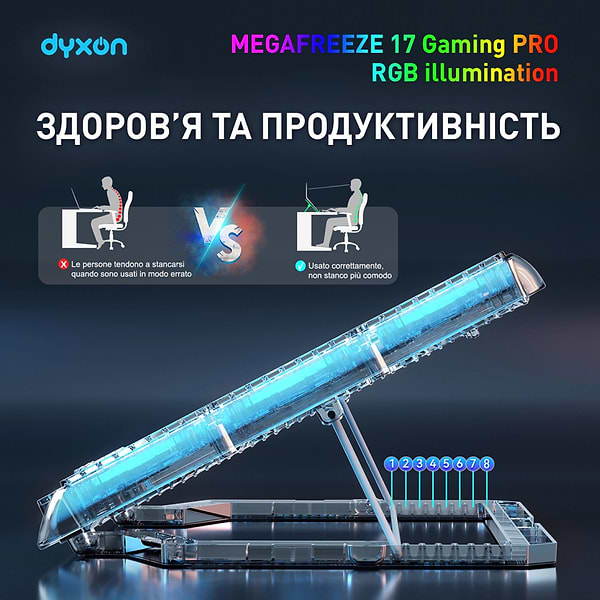 Фото - Підставка під ноутбук охолоджуюча Dyxon MEGAFREEZE 17 Gaming PRO RGB illumination White (DXNMGFGP17W)