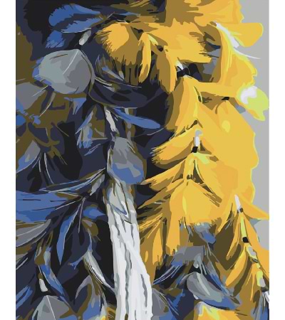 Картина за номерами Strateg Жовтоблакитне пір'я 40х50 см (DY272)