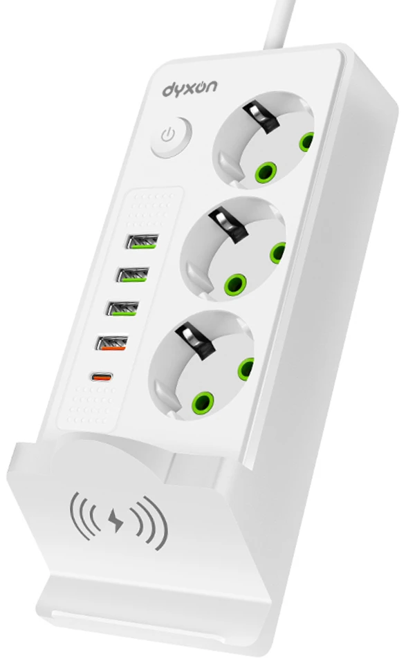 Мережевий фільтр Dyxon QL-1080 Magnetic 2 м 3 р 4 USB-A 1 USB-C (PD) White (DXN-QL1080-2M-W)