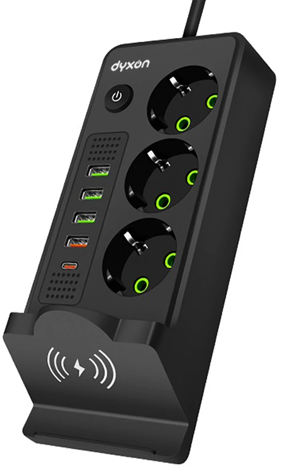 Мережевий фільтр Dyxon QL-1080 Magnetic 2 м 3 р 4 USB-A 1 USB-C (PD) Black (DXN-QL1080-2M-B)