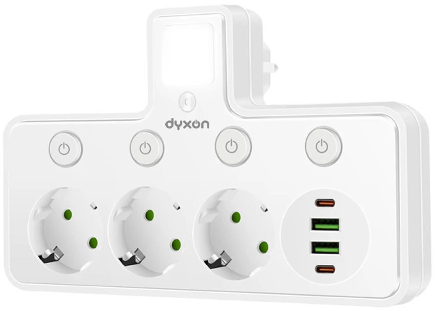 Мережевий фільтр Dyxon QL-1138U 3 р +LED-нічник White (DXN-QL1138U-FL-W)