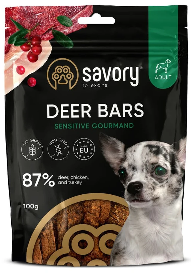 Ласощі для собак Savory Bars With Venison 100 г (4820261921120)
