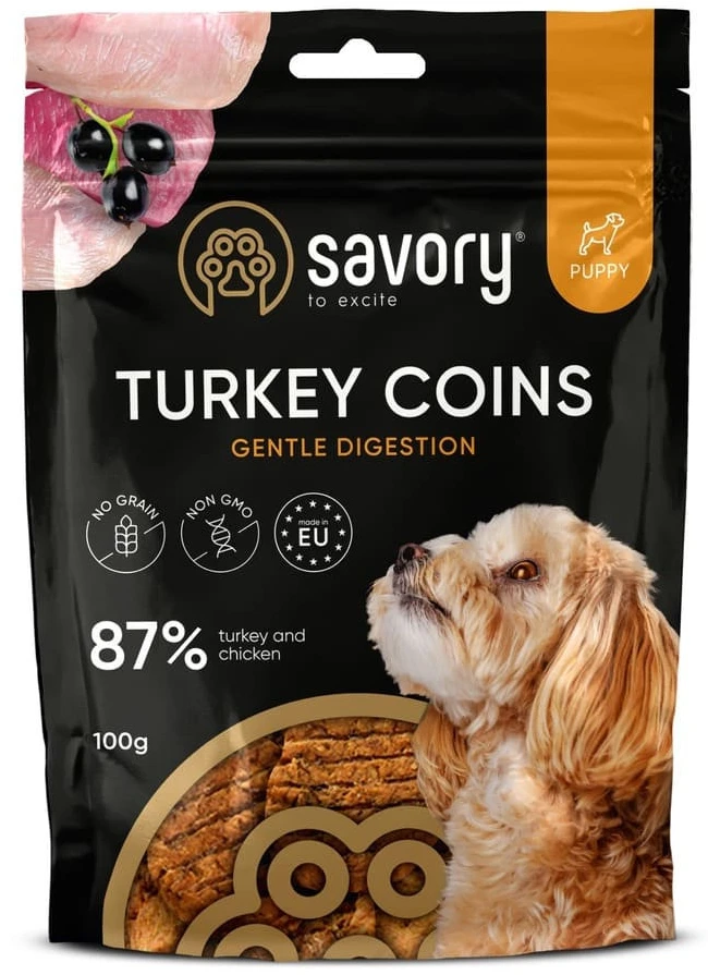 Ласощі для собак Savory Puppy Coins With Turkey 100 г (4820261921090)