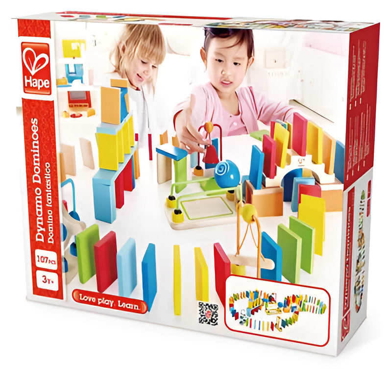 Дерев'яний конструктор Hape Ефект доміно Динамо 107 ел. (E1042)