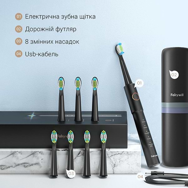 Фото - Зубна щітка електрична Fairywill E11 Black