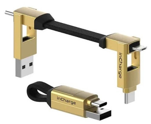 Кабель синхронизации данных Rolling Square 6в1, inCharge 6, золотой (SIX03R) - Фото 1
