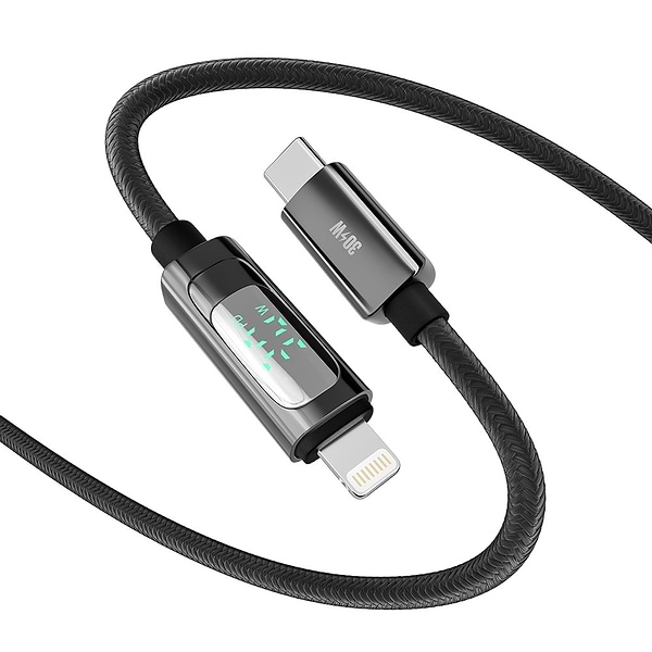 Фото - Кабель синхронізації даних YOKI DISPLAY Type-C to Lightning 30W 1.2m Black (YK-DI88)