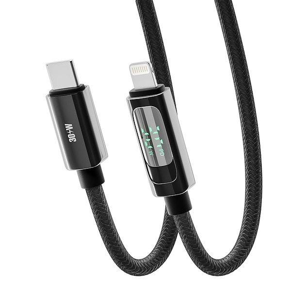 Фото - Кабель синхронізації даних YOKI DISPLAY Type-C to Lightning 30W 1.2m Black (YK-DI88)