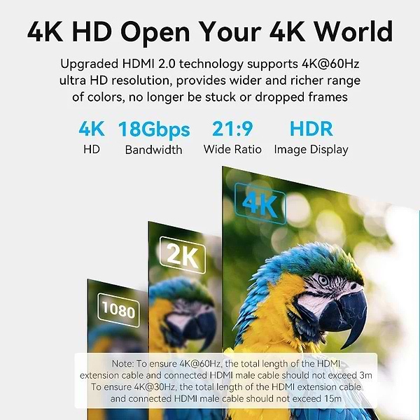 Фото - Кабель HDMI Vention HDMI M - F 5.0 м, V2.0 4K 60Hz (AHCBJ)