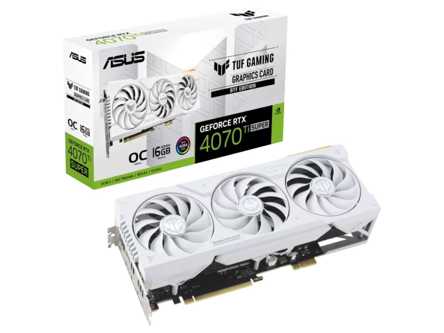 Купити Відеокарта Asus GeForce RTX 4070 Ti SUPER 16GB GDDR6X OC (TUF-RTX4070TIS-O16G-BTF-WHITE) - Фото 1 Відеокарта Asus GeForce RTX 4070 Ti SUPER 16GB GDDR6X OC (TUF-RTX4070TIS-O16G-BTF-WHITE) - Фото 1