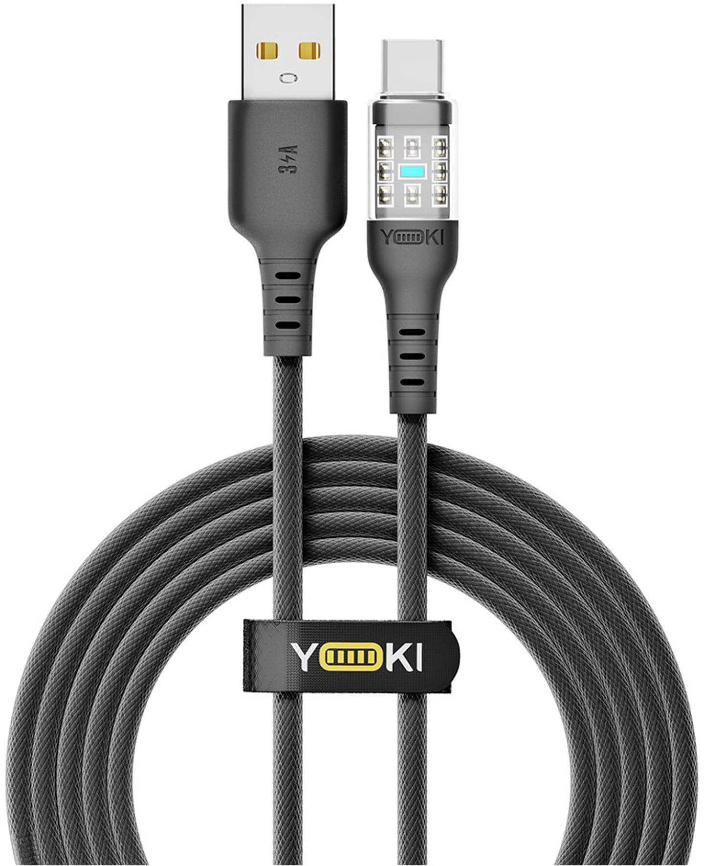 Кабель синхронізації даних YOKI CYBER Type-C 3A 2m Black (YK-CY23) - Фото 1