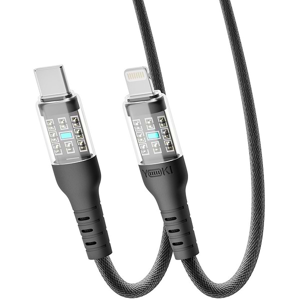 Фото - Кабель синхронізації даних YOKI CYBER Type-C to Lightning 30W 1.2m Black (YK-CY23)