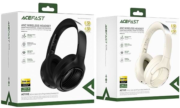 Фото - Наушники полноразмерные беспроводные AceFast H5 ANC Milky white (6974316284284)