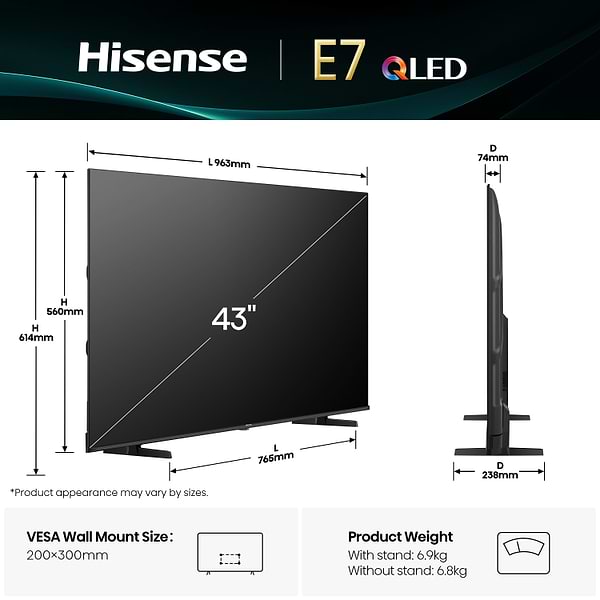 Фото - Телевізор Hisense 43E7Q