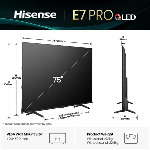 Фото - Телевізор Hisense 75E7Q PRO