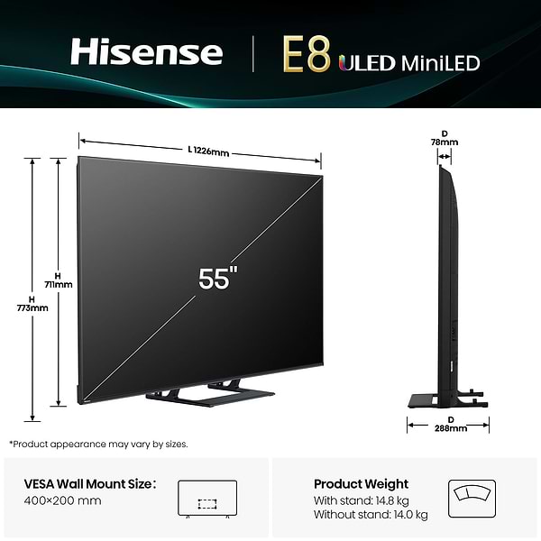 Фото - Телевізор Hisense 55E8Q