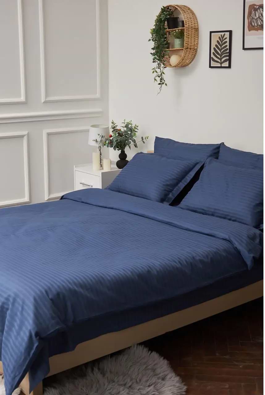 Пододеяльник двуспальный Moon&Star Satin Stripe Delfi Blue 175x210 см (MS-870000422)