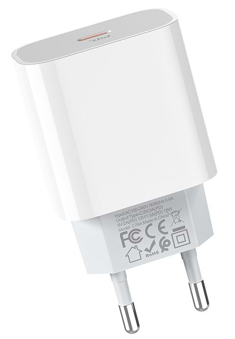 Фото - Мережевий зарядний пристрій HOCO C76A Plus Speed source PD20W charger White (6931474746917)