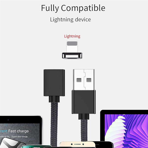 Фото - Кабель синхронизации данных Essager Magic Power Magnetic USB Cable Lightning Black (EXCCXL-ML01)