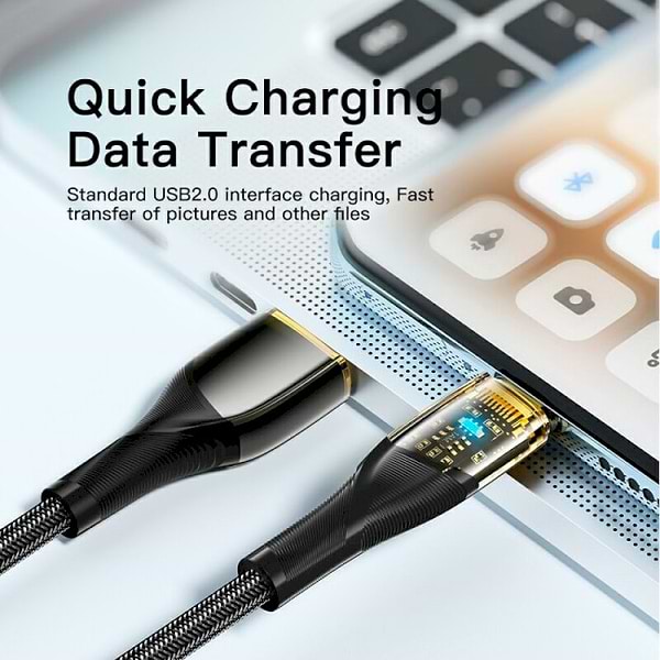 Фото - Кабель синхронізації даних Essager Interstellar Transparent Design USB Charging Cable USB A to Type C 7A 1m Black (EXCT-XJ01-P)