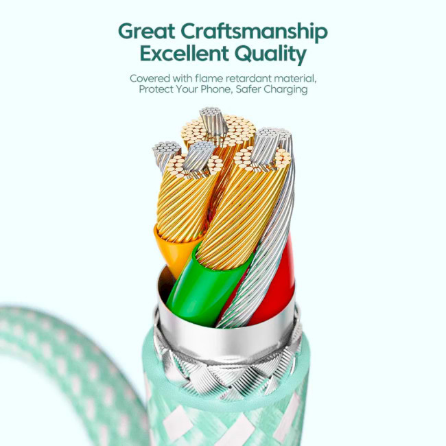 Кабель синхронізації даних Essager Rainbow USB A to Type-C 100W Fast Charging USB Cable 1m Green (EXCT1-CH06) - Фото 1