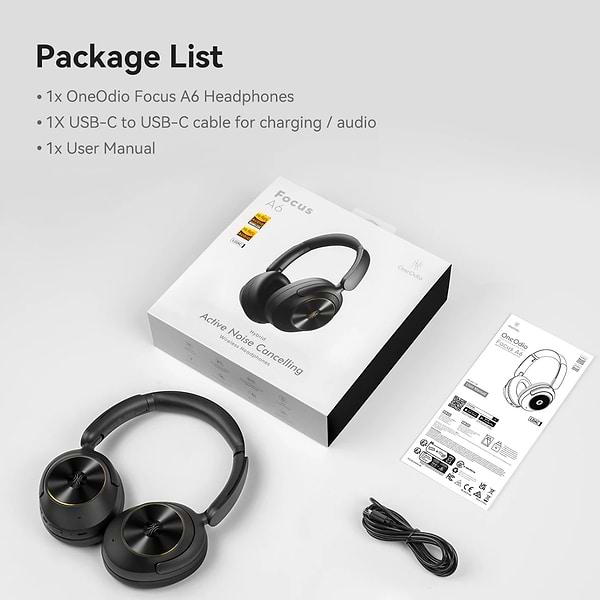 Фото - Навушники повнорозмірні бездротові OneOdio A6 Black