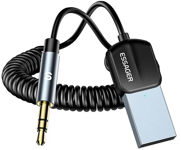 Фото - Бездротовий адаптер автомобільний Essager Lingfeng Bluetooth 5.0 Aux Adapter Car Wireless Receiver USB to 3.5mm (EBT-LF01-P)