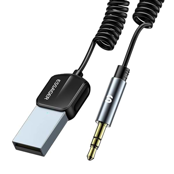 Фото - Бездротовий адаптер автомобільний Essager Lingfeng Bluetooth 5.0 Aux Adapter Car Wireless Receiver USB to 3.5mm (EBT-LF01-P)