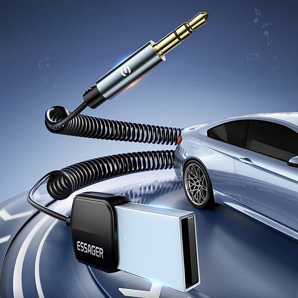 Фото - Бездротовий адаптер автомобільний Essager Lingfeng Bluetooth 5.0 Aux Adapter Car Wireless Receiver USB to 3.5mm (EBT-LF01-P)