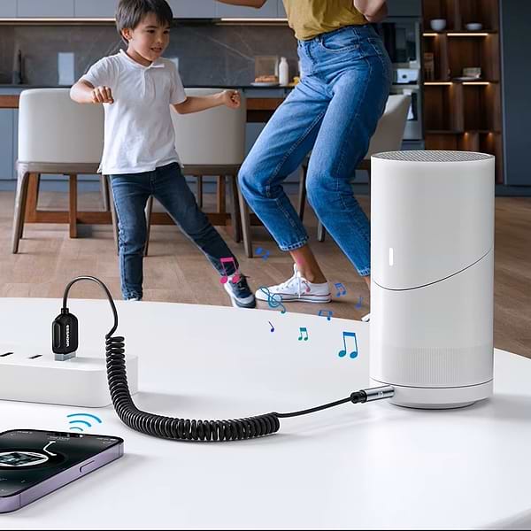 Фото - Бездротовий адаптер автомобільний Essager Lingfeng Bluetooth 5.0 Aux Adapter Car Wireless Receiver USB to 3.5mm (EBT-LF01-P)