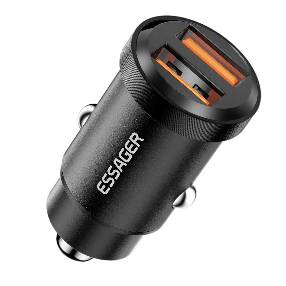 Автомобільний зарядний пристрій Essager Gyroscope Mini Charger USB-A + USB-A 30W Black (ECC2A-TL01)