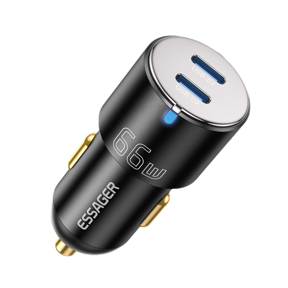Автомобільний зарядний пристрій Essager City Dual Type-C Car Charger 66W Black (ECC2C-FF01)