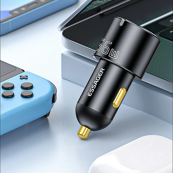 Фото - Автомобильное зарядное устройство Essager City Dual Typc-C + USB-A Car Charger 66W Black (ECC2C1A-FF01)