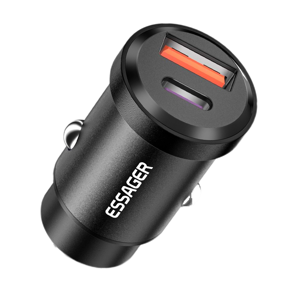 Автомобільний зарядний пристрій Essager Gyroscope Mini Charger USB-A + Type-C 30W Black (ECCAC-TL01)