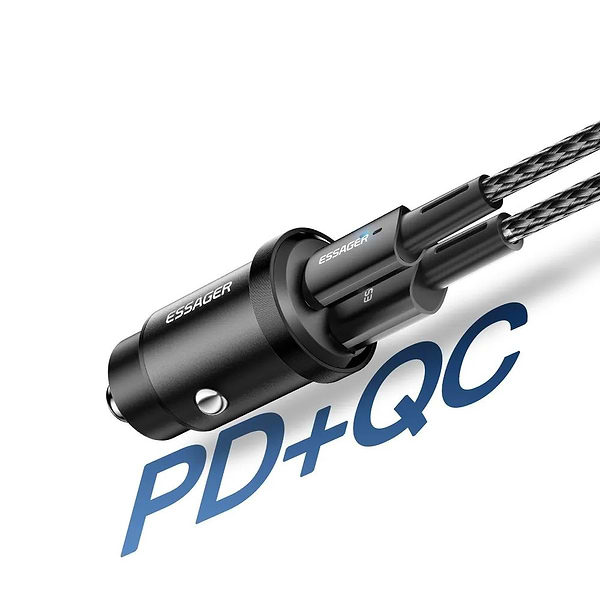 Фото - Автомобільний зарядний пристрій Essager Gyroscope Mini 45W Car Charger USB-A + Type-C Black (ECCAC45-TL01-Z)