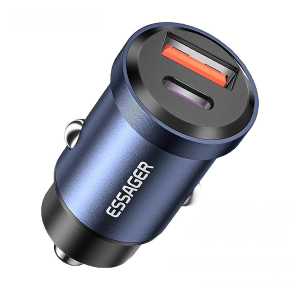 Фото - Автомобильное зарядное устройство Essager Gyroscope Mini 45W Car Charger USB-A + Type-C Blue (ECCAC45-TL03-Z)
