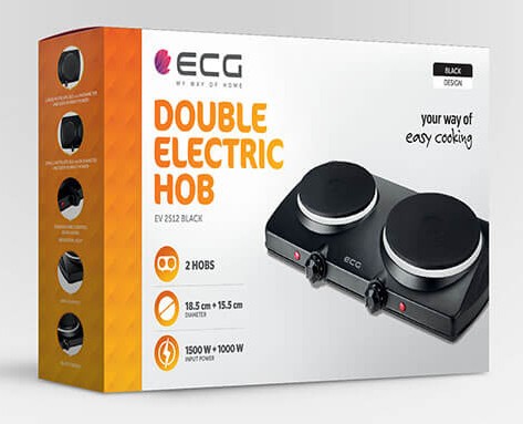 Фото - Уцінка - Плита електрична настільна ECG EV 2512 Black