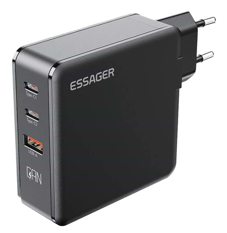 Мережевий зарядний пристрій Essager Advance 140W GaN Travel Charger 2C+A EU (ECT2CA-ZCB01-Z) - Фото 1