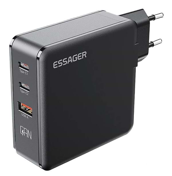Фото - Сетевое зарядное устройство Essager Advance 140W GaN Travel Charger 2C+A EU (ECT2CA-ZCB01-Z)