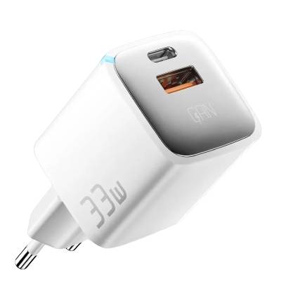Фото - Сетевое зарядное устройство Essager PoleStar GaN 33W Travel Phone Charger USB A + Type C EU (ECTAC-JXB02-Z)