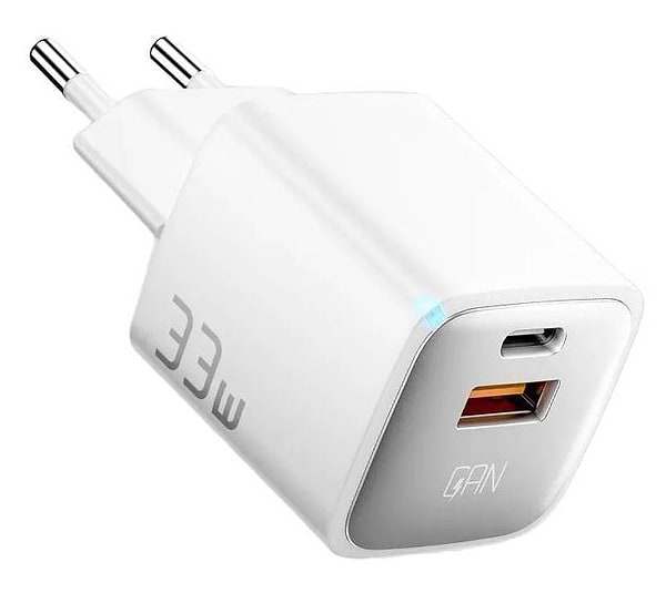 Фото - Сетевое зарядное устройство Essager PoleStar GaN 33W Travel Phone Charger USB A + Type C EU (ECTAC-JXB02-Z)